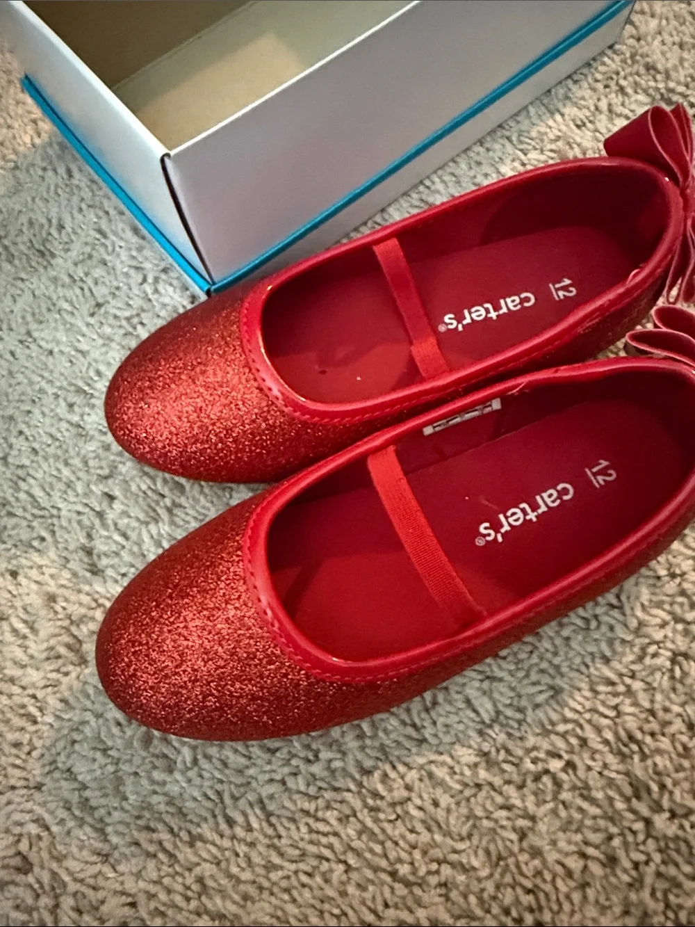 Carter's Red Glitter Bow Mary Jane Shoes